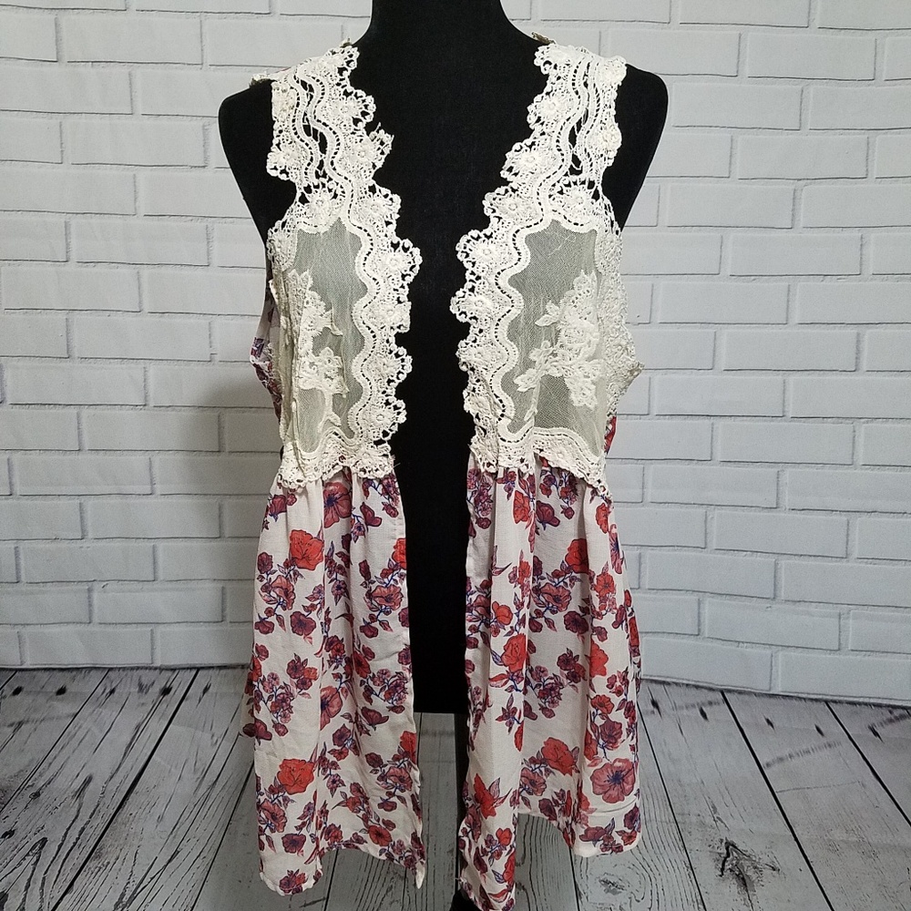 belle du jour semi sheer crochet vest (1X)